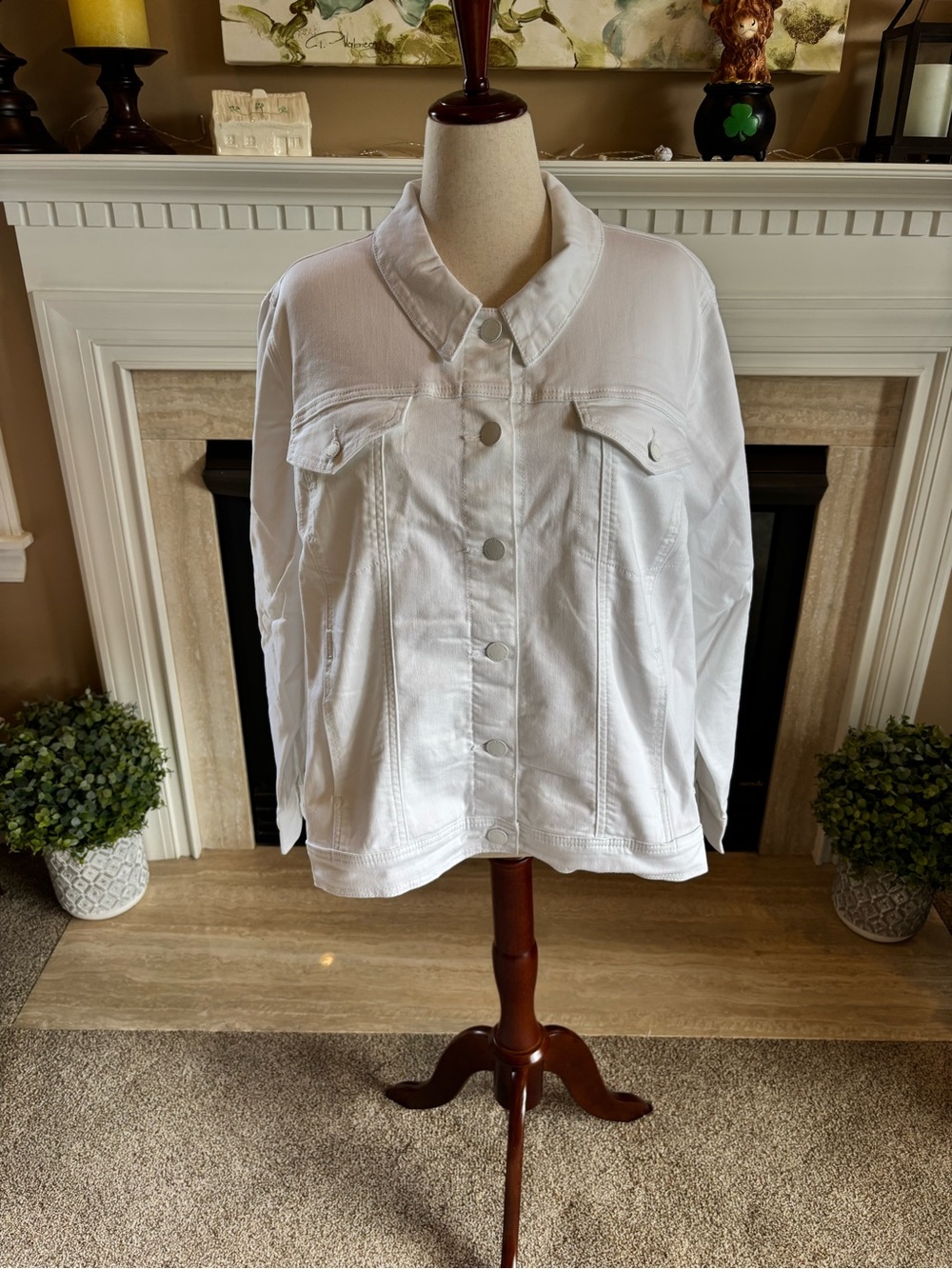 *NEW* Lane Bryant White Stretch Denim Jacket Cotton Blend - Size 28